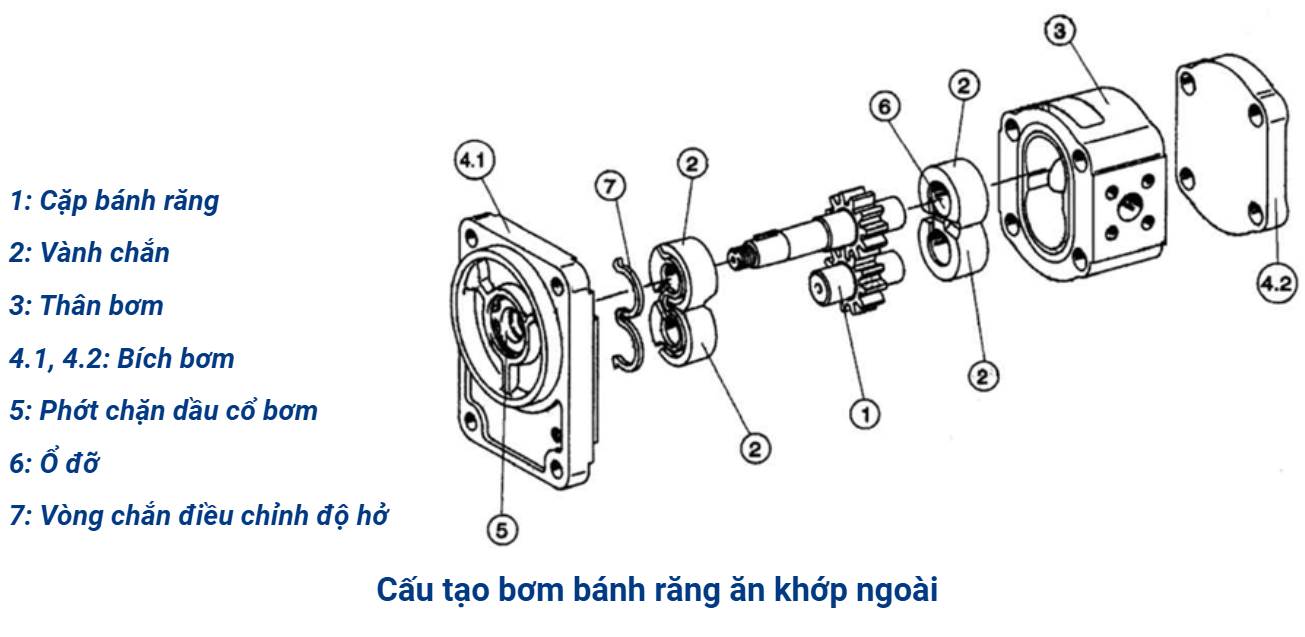 Cấu tạo bơm bánh răng